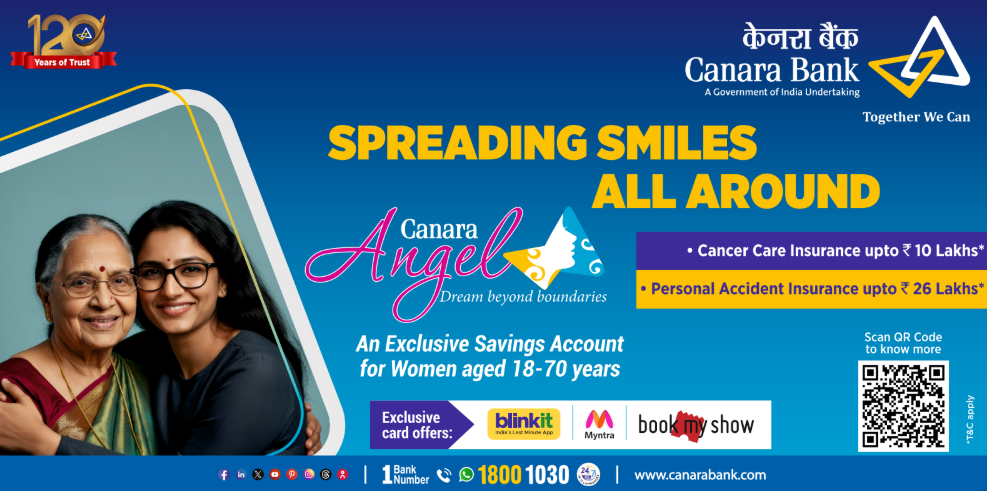 Promotional banner for Canara Angel Savings Account