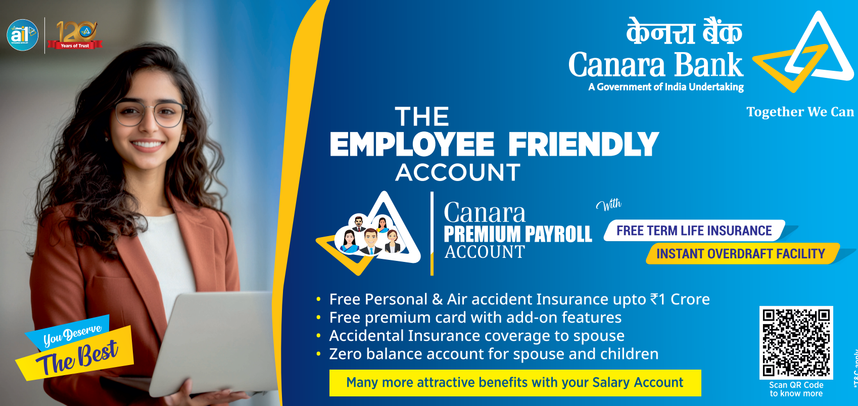 Promotional banner for Canara SB Premium Payroll